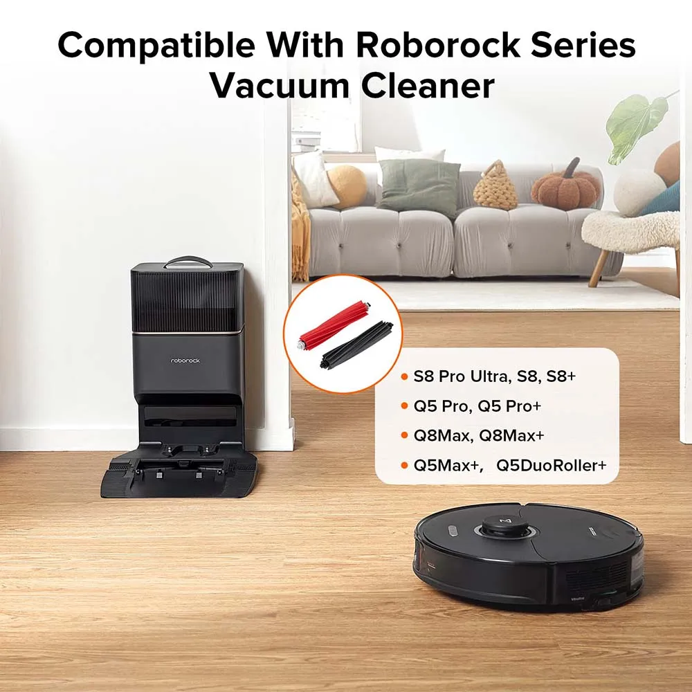 Фото Двойная основная щетка для робота-пылесоса Roborock S8 Pro Ultra/S8/S8+/Q8 Max/Q8 Max+/Q5 Pro/Q5 Pro+, аксессуары для двух роликовых щеток №3