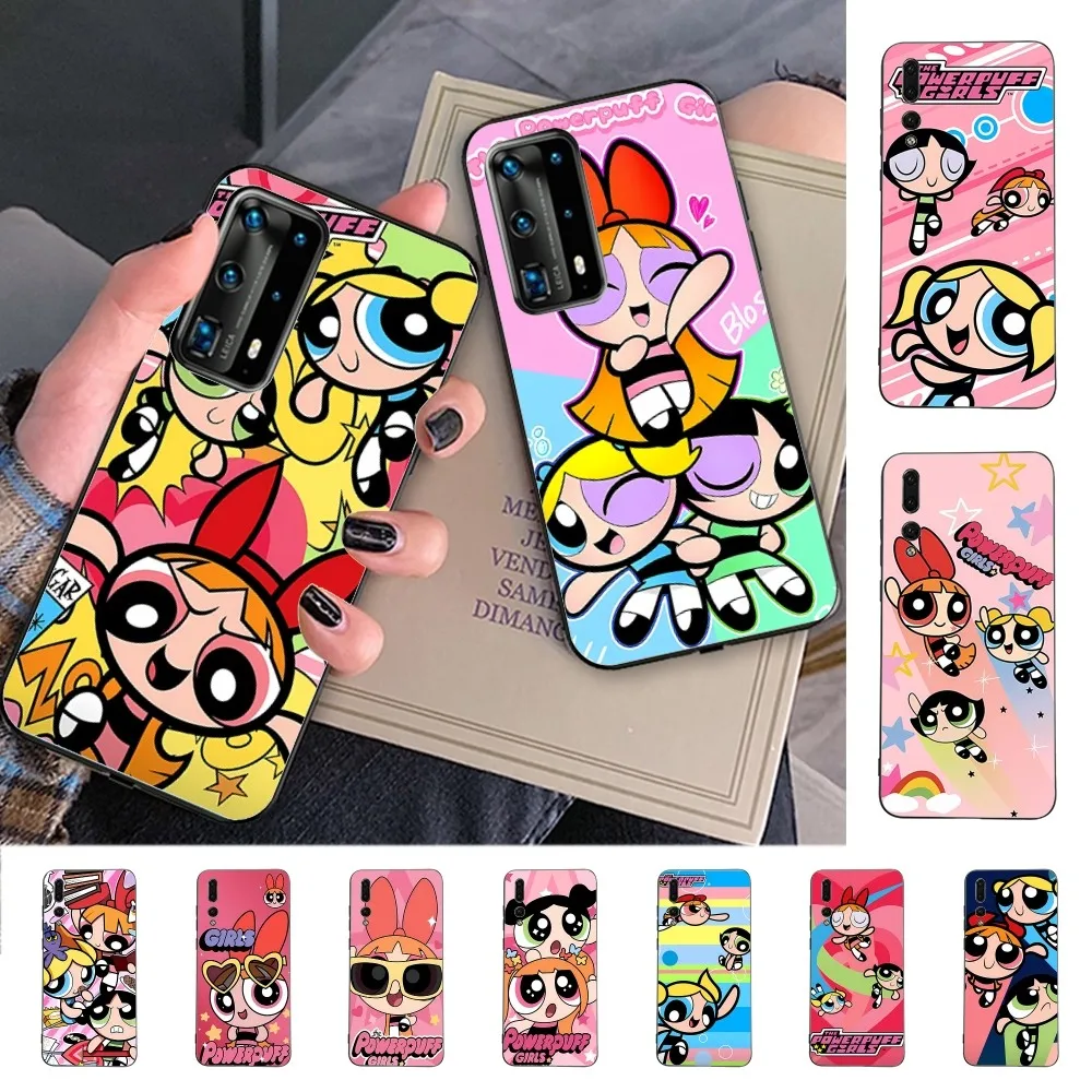Милый мультяшный чехол для мобильного телефона P-Powerpuff Girls Huawei P 8 9 10 20 30 40 50 Pro Lite Psmart
