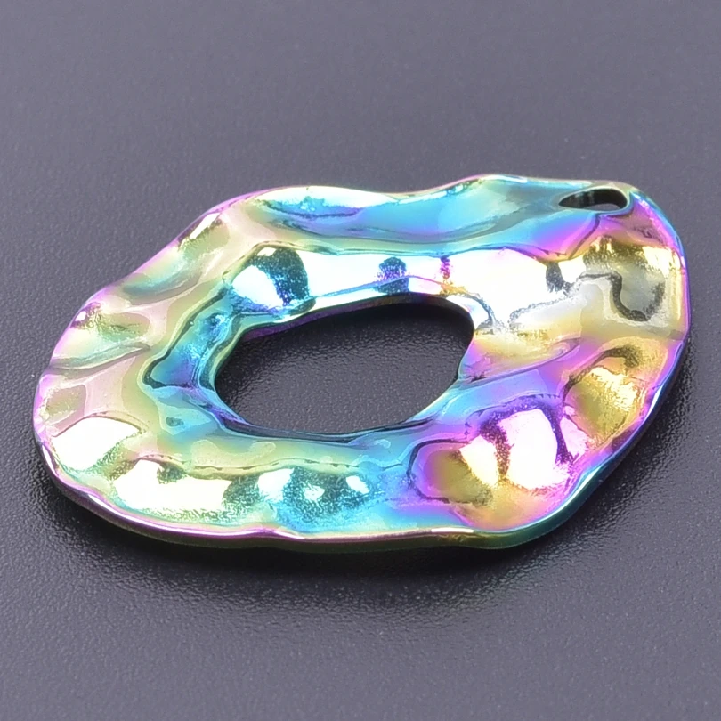 3pcs/Lot Stainless Steel Charms For Earrings Making Supplies Metal Jewelry Irregular Geometry Hollow Round Pendants Accessories