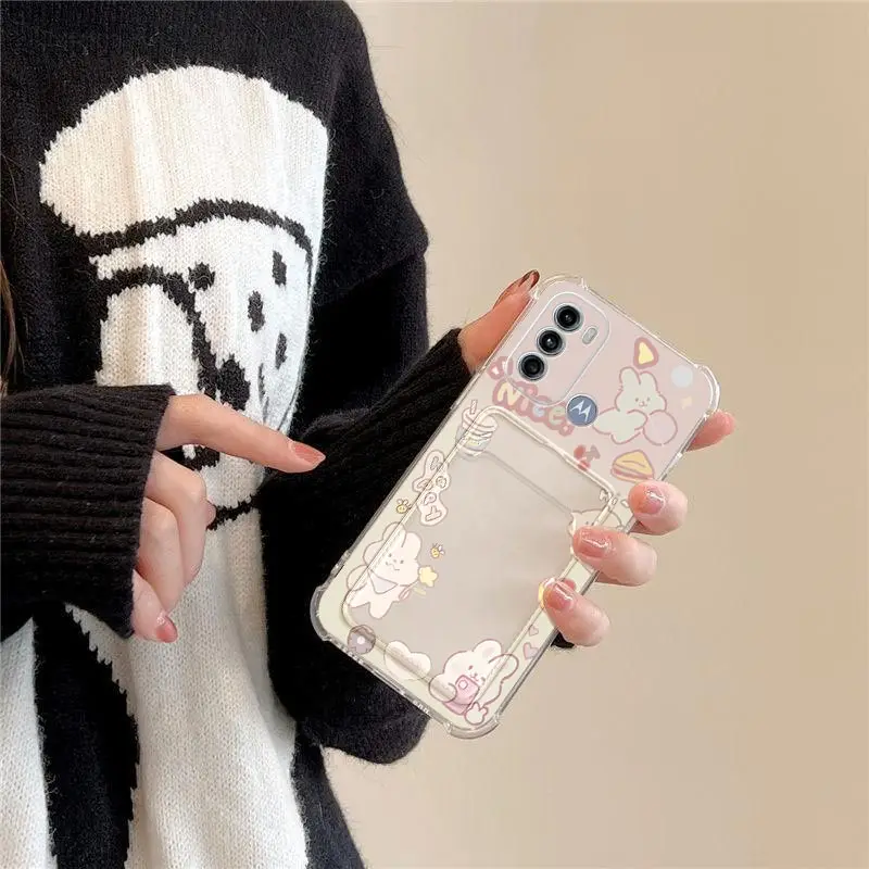 Прозрачный Карманный чехол для телефона с милыми животными G 60 Motorola Moto G60 G40F G52 G82