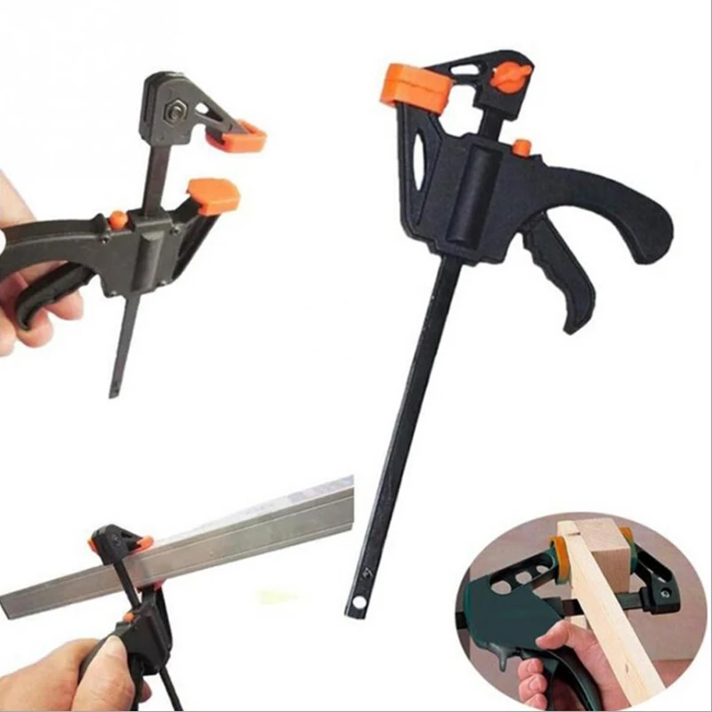 

4 Inch Quick Ratchet Release Speed Squeeze Wood Working Work Bar F Clamp Clip Kit Spreader Gadget Tools DIY Hand Tool