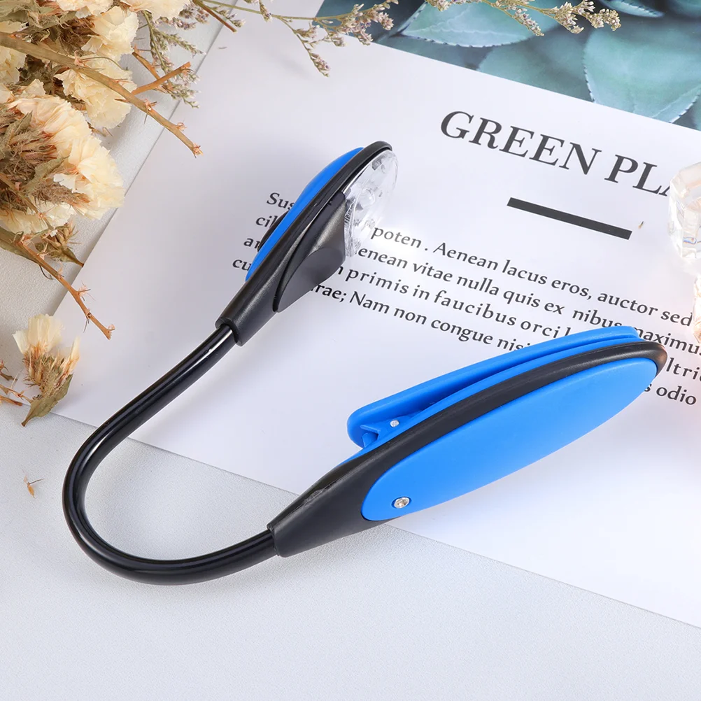 

2Pcs 017W Stylish Flexible Portable Travel Book Reading Light Lamp Mini LED Clip Booklight with Button (Blue)
