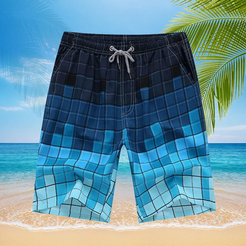 Мужские летние пляжные шорты размера плюс быстросохнущие свободные модная