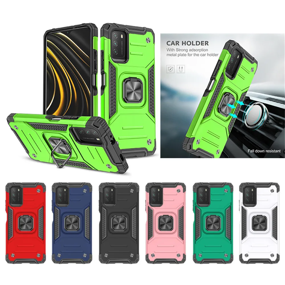 

POCO M3 for Xiaomi POCO M3 Armor Shockproof Case for Xiaomi POCO M3 M 3 Drop Protective Defender Magnet Holder Ring Case Cover