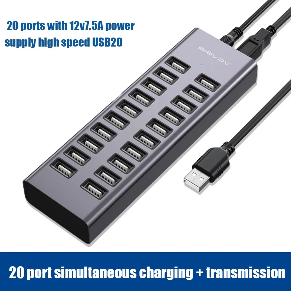 

Разветвитель ACASISI на 20 портов USB 2,0 для планшетов