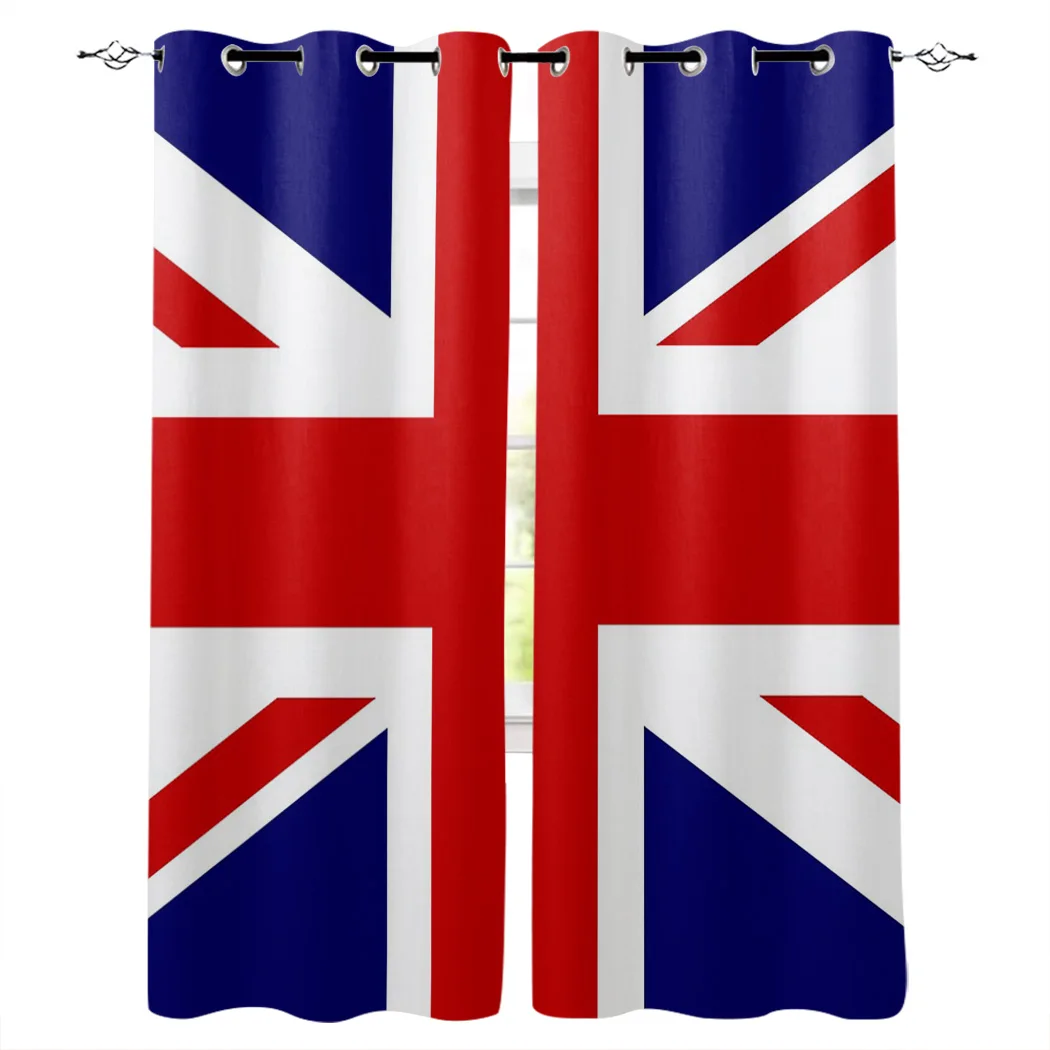 

Cortinas de ventana con bandera británica para baño, decoración Floral de tela para interiores,paneles de cortina para niños con