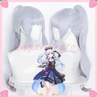 Парик для косплея Ayaka Genshin Impact Kamisato Ayaka, серебристо-голубой, термостойкий, синтетические волосы, парики для косплея