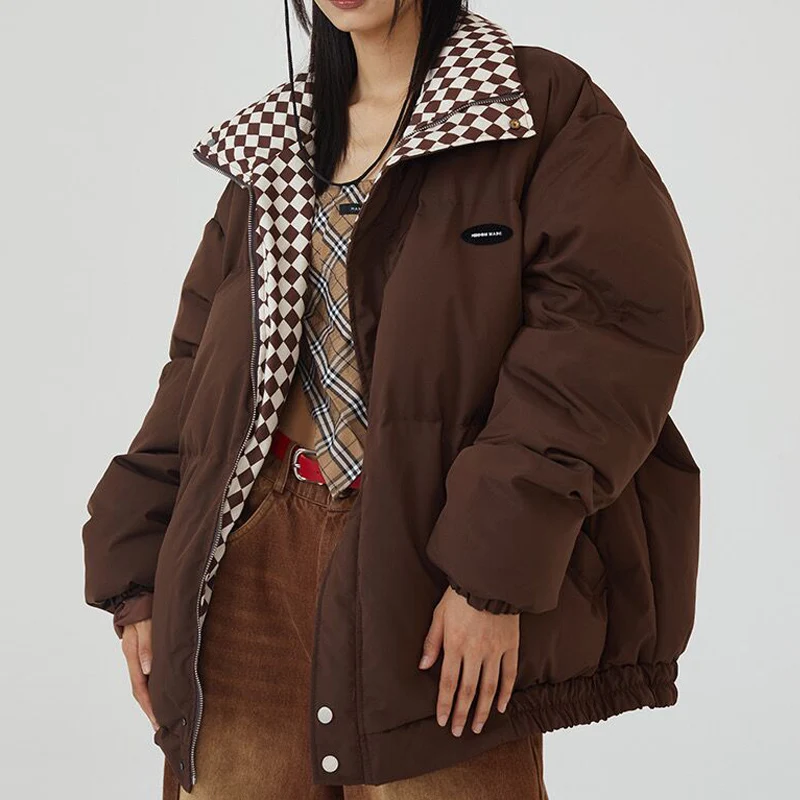 Winter jacket women's parka coat European street style lapel loose cotton coat women's fashion stitching thermal coat 2022