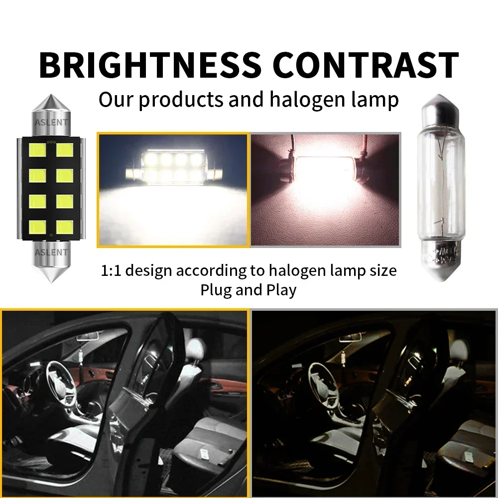 2 шт. Новые купольные лампы 31 мм 36 39 41 Festoon 8 Smd LED ERROR FREE 2835 CANbus C5W Светодиодные