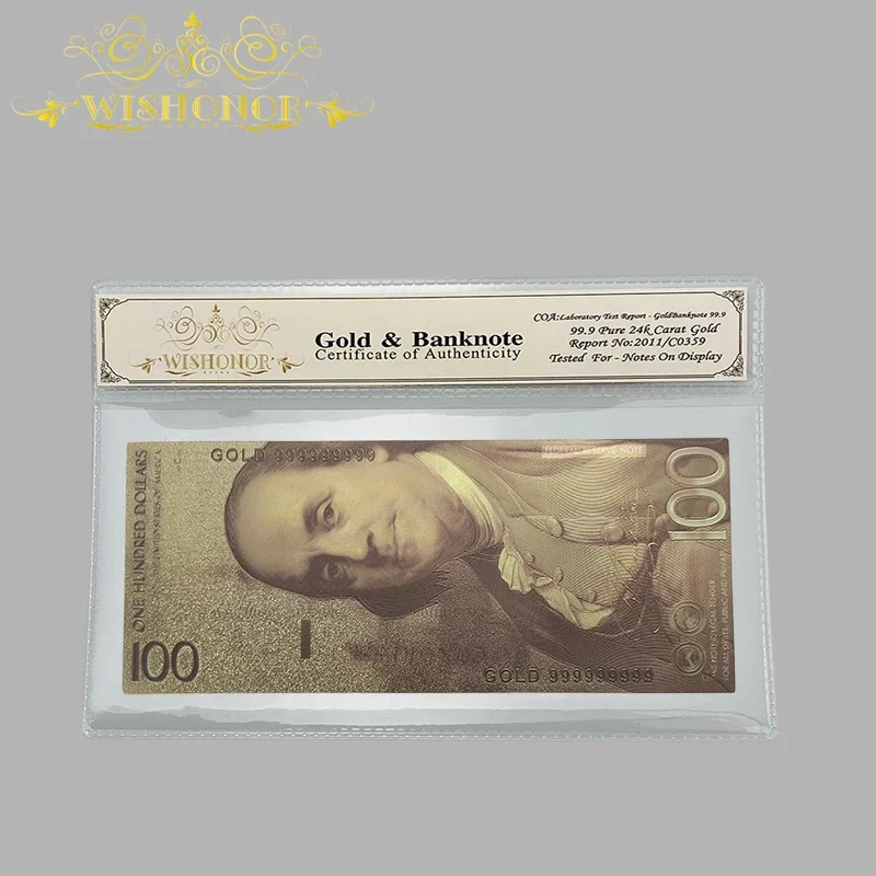 Американская 24-каратная золотая фольга поддельные бумажные деньги банкноты на 100