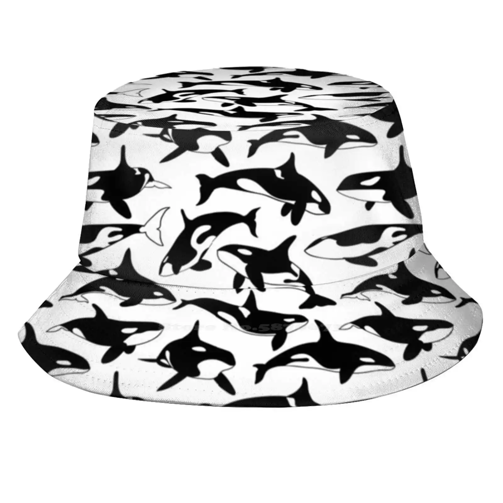 Панама Orcas уличная для рыбалки от солнца, шляпа, морской Кит, дельфин, с черно-белым узором, свободное существо для спасения морского мира