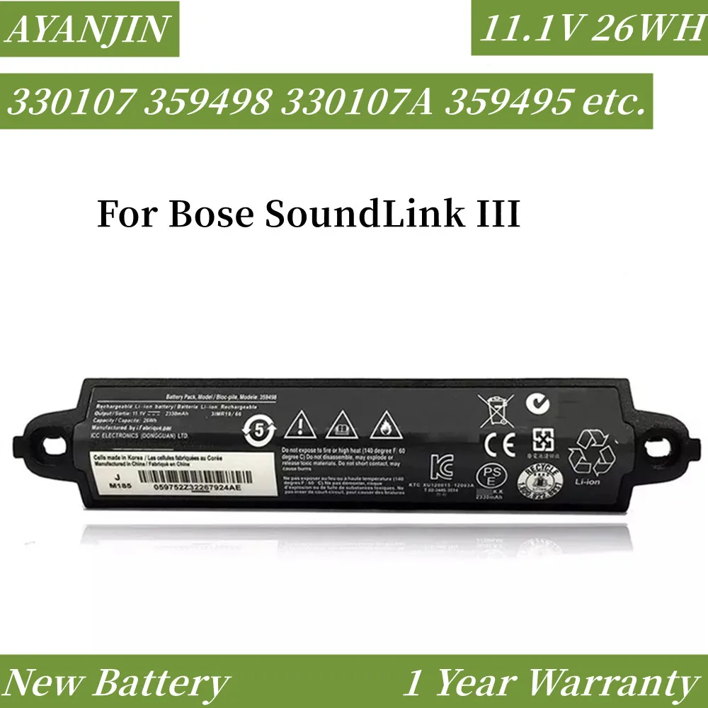 11.1V 26WH 359498 Battery For Bose SoundLink III 330107A 359