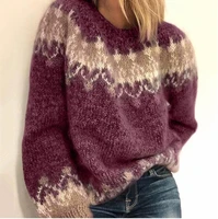 2021 woman pullover sweater women fallwinter casual fashion loose mixed color coarse knitted flower womens sweater streetwear