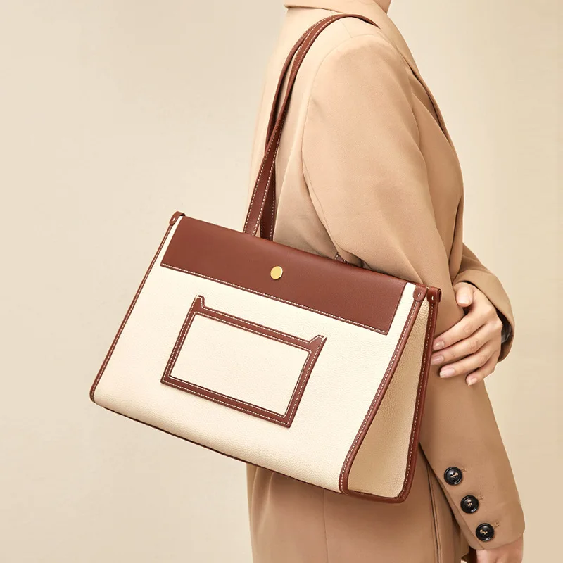 

Famous Brand Genuine Leather Luxury Handbag Women Top-Handle Bags Designer Totes Large Capacity Shoulder Bag Female Big Handbags