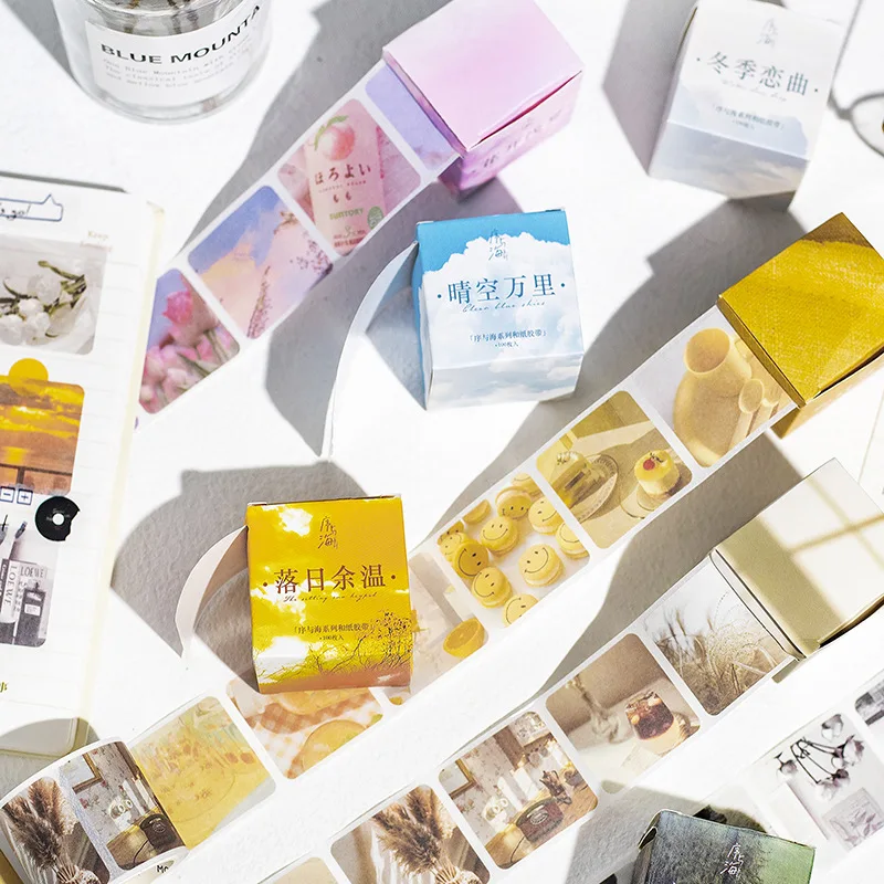 

100 шт./рулон, декоративная Этикетка из рисовой бумаги