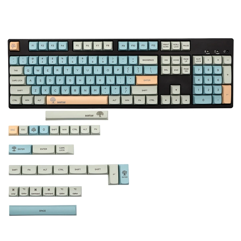 

132 клавиш, синие колпачки клавиш PBT XDA, колпачки для клавиш 61/64/68/87/96/104/108, механическая раскладка клавиатуры, красящая клавиатура, набор «сдела...