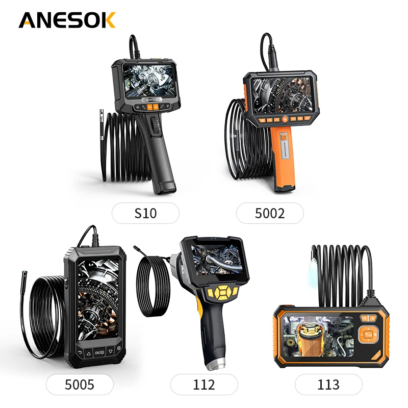 

Anesok triple Lens Dual lens 1080P Sewer Pipe 5 Inch IPS HD Video Handheld Industrial Inspection Borescope Endoscope Camera