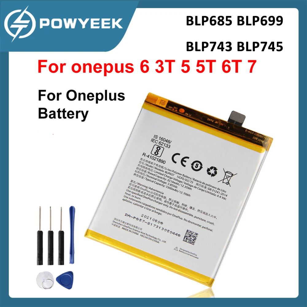 

NEW Replacement Battery For OnePlus 1 2 3T 5 5T 6 6T 7 7 Pro 7T 7T Pro BLP637 BLP685 BLP699 BLP743 BLP745 Phone Battery