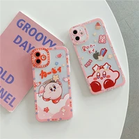 cartoon cute kirby transparent soft phone cases for iphone 11 pro max 12 mini xr xs max 8 x 7 se 2020 lady girl anti drop cover