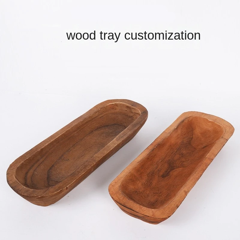 

Handmade Wooden Tray Paulownia Digging Tray Decorative Wood Products Candle Plate Home Ornaments Desktop Storage