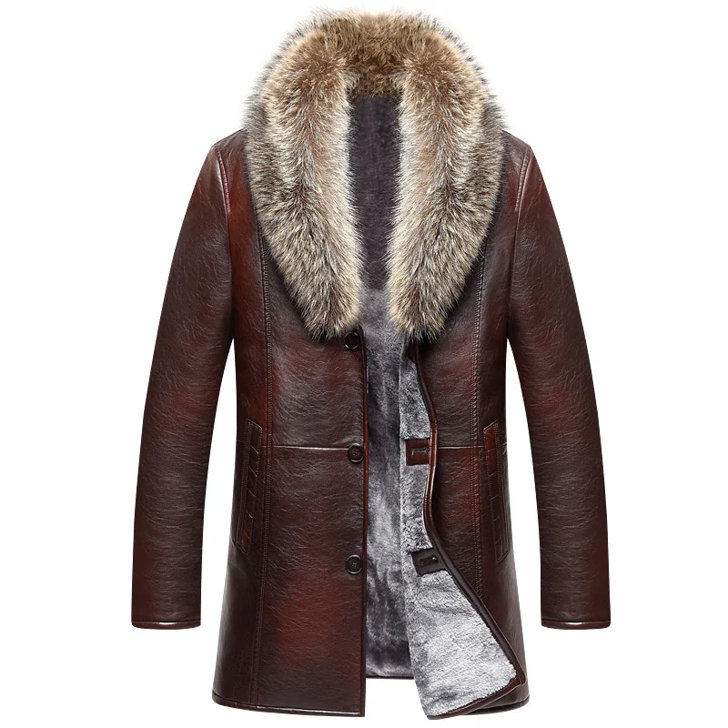 

Winter New Men Hombre Imitation Sheepskin Jackets Fur Coat Lapel Business Casual Couro Outerwear Male Warm Plus Size Overcoat