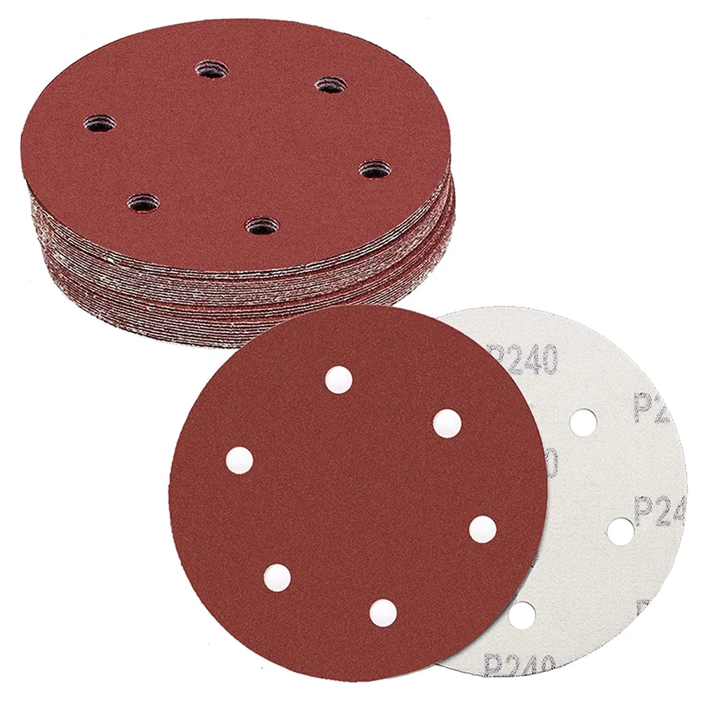 

30Pcs Drywall Sander Sanding Discs, 9Inch 6Hole Hook and Loop Abrasive Sandpaper, 5Pcs Each 80/100/120/150/180/240 Grits