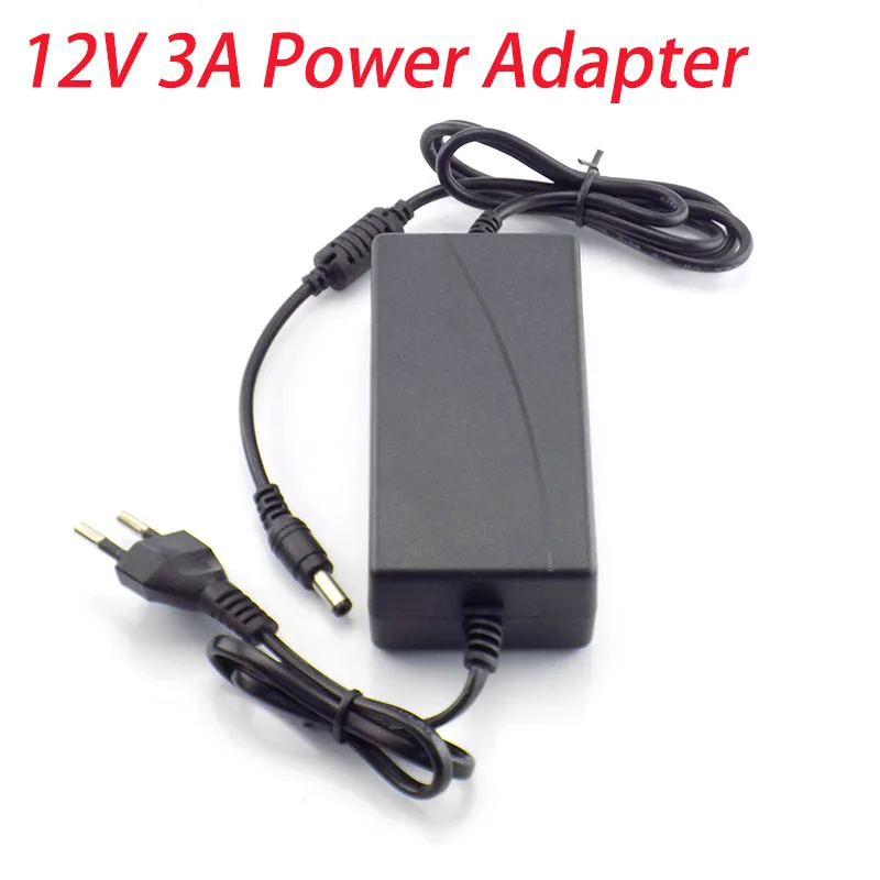 

12V 3A 3000mA Power Supply Charger AC to DC 100 - 240V Charging adapter US EU Plug 5.5mm x 2.5mm for Led Grow Strip Light Lamp