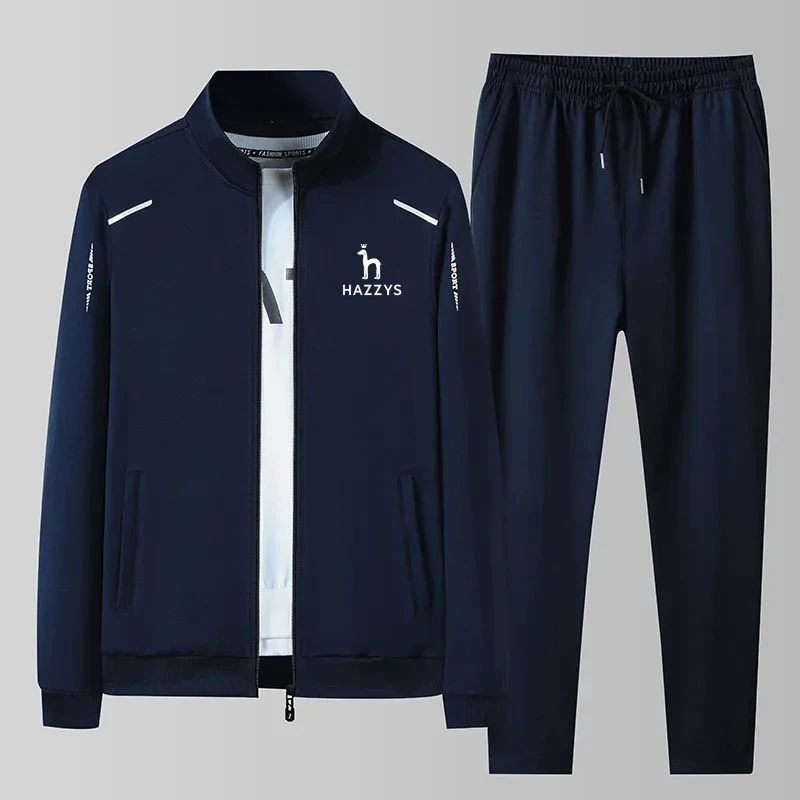 

Casual Men's Tracksuit Spring Autumn Sportswear Men 2 Piece Sets +Sweatpants Print Brand Zipper Male Sweatshirt Suit Plus Size