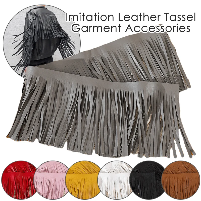 Купи 10/15/20/25/30cm Double Sided PU Leather Tassel Trim Beard Fringe Lace Ribbon Sewing Material for DIY Clothing Bag Accessories за 350 рублей в магазине AliExpress