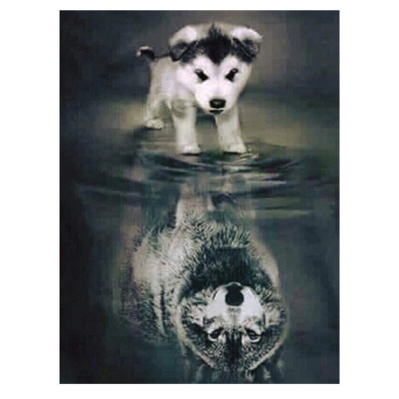 

Diamond Painting Full Circle Diamond Mosaic Children's Room Hand Decoration Siberian Husky Dog
