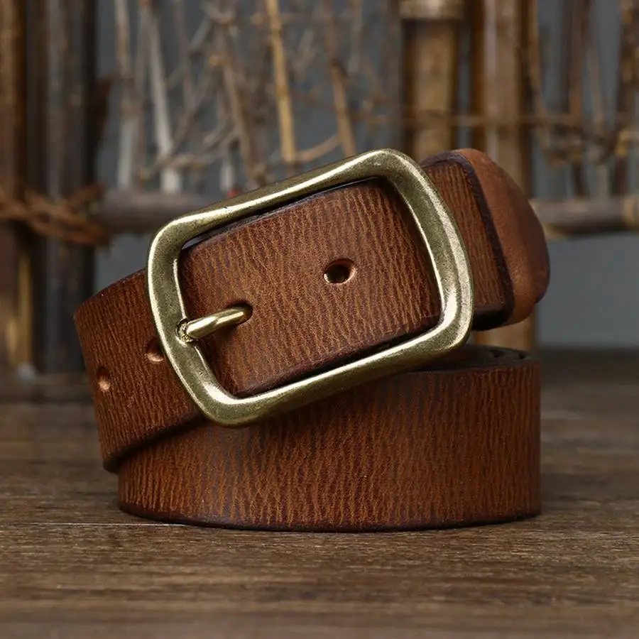 Top Layer Leather Cowskin Genuine Leather Belts Male Belt for Jeans Classical Designer Strap Vintage Pin Buckle Belts for Men