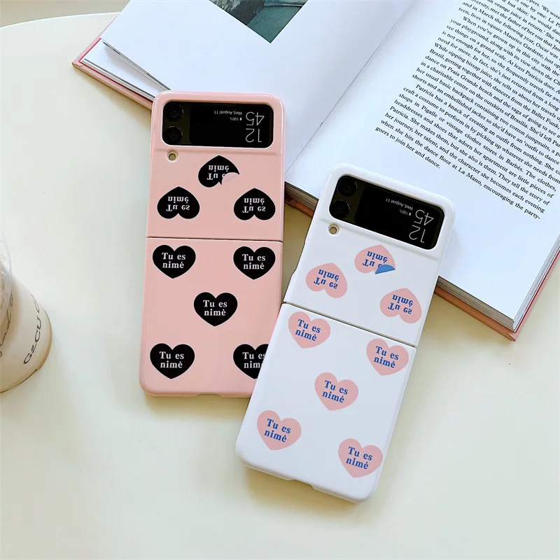 

For Samsung Galaxy Z Flip3 case, PC material Hard Cover for Girls,Love pattern Z flip3 case