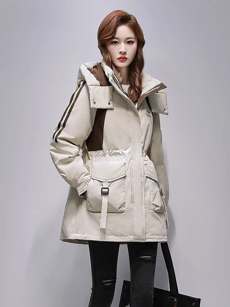 Duck Genuine Goods Down jacket Women Mid-Length 2024 Winter New Hood Outdoor Cold-Proof Warm Women's Outerwear Fashion