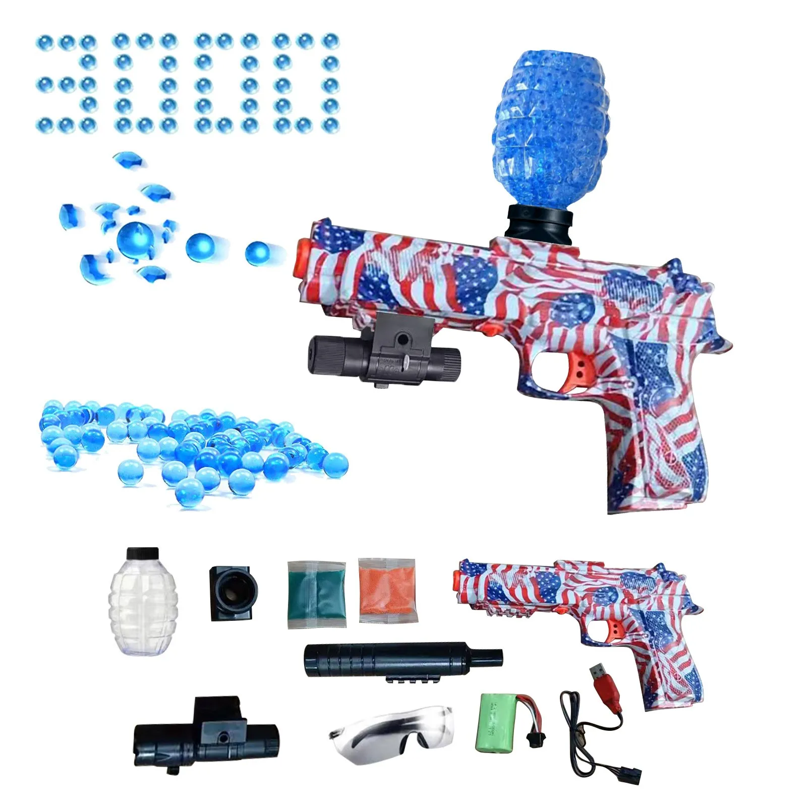Электрический гелевый шарик-бластер игрушечный пистолет с 3000 водяными бусинами