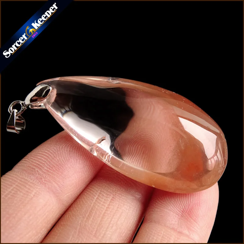 

Women Jewelry Necklace Fashion Rare Genuine Natural Stone Red Rabbit Hair Fur Rutilated Quartz Crystal Polished Pendant YS231
