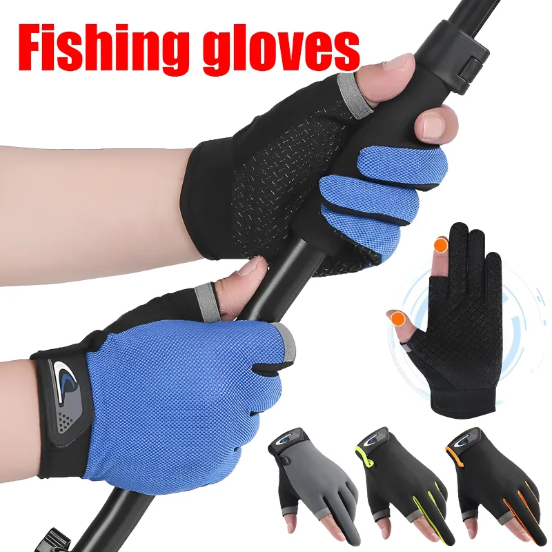 

1Pair Fishing Gloves Anti-slip Breathable Two Finger Cut Sport Cycling Fishing Mitten Men Women Fashion Gloves Sport Equipment