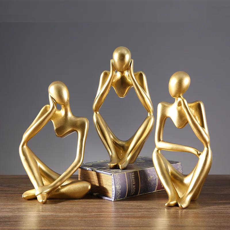 

Modern Nordic Thinker Figures Culptures Figurines Miniature Ornament Resin Decoration Desk Accessories Room Decor