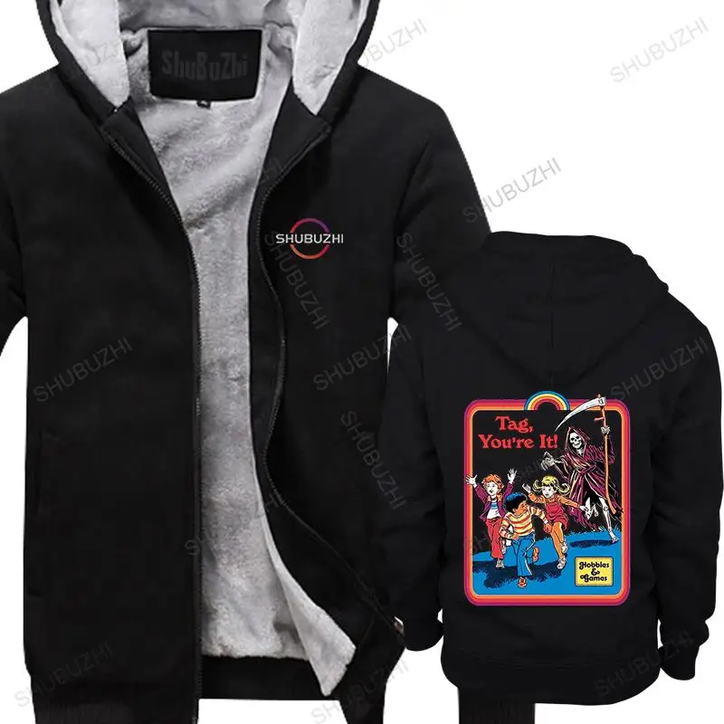 

Mens autumn winter hoody cotton fleece hoodie loose tops tag you're it man shubuzhi warm hooded sweatshirt streetwear coat