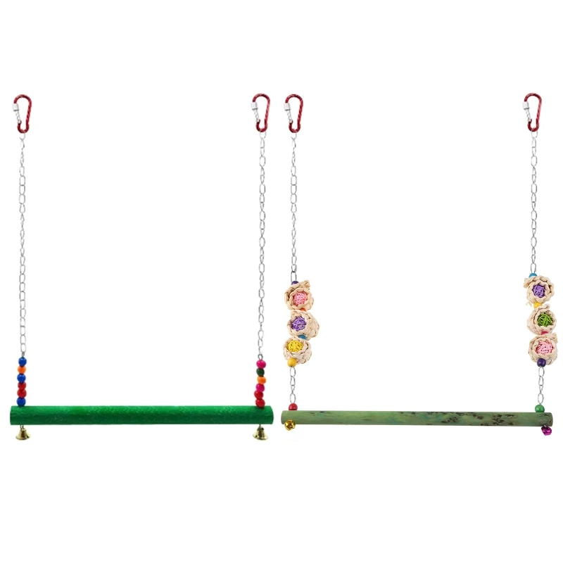 

Игрушка-окунь для птиц, подставка из натурального дерева с деревянными бусинами, аксессуары для больших птиц, легко повесить