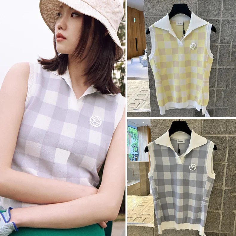 

Golf Apparel Women New Knitted Sports Polo Sleeveless Versatile Breathable Casual Tank Top