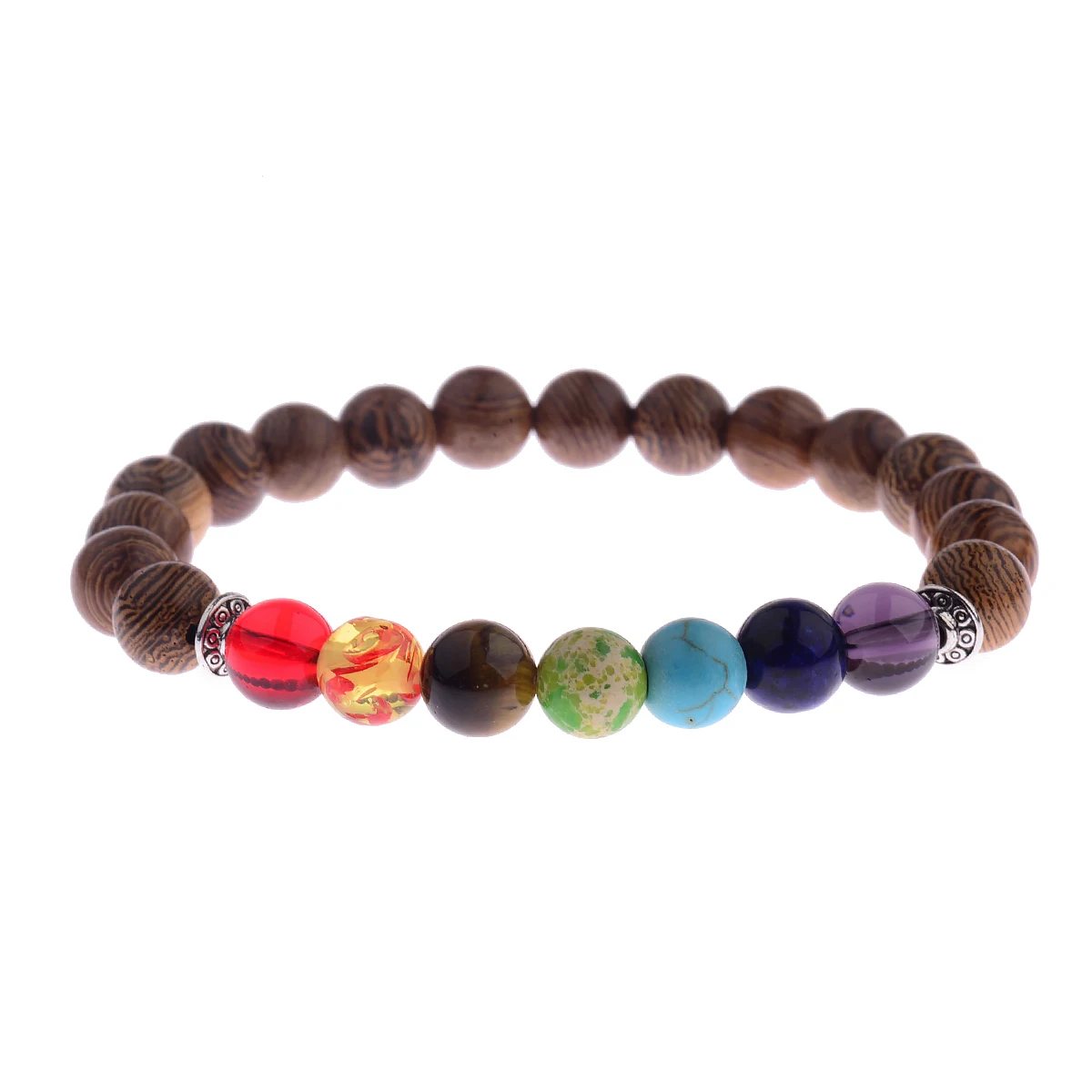 

7 Chakra Bracelet Natural Lava Stone Wooden Bead Pendant Bracelets Bangles Buddha Prayer Healing Balance Charm Yoga Jewelry Gift
