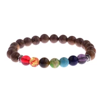 7 chakra bracelet natural lava stone wooden bead pendant bracelets bangles buddha prayer healing balance charm yoga jewelry gift