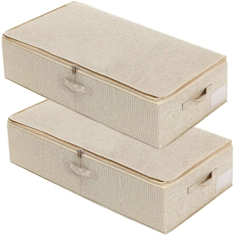 

2 PCS Clothing Storage Bag With Handles,Large-Capacity Foldable Under Bed Storage Box,For Blankets,Pillows,Quilts