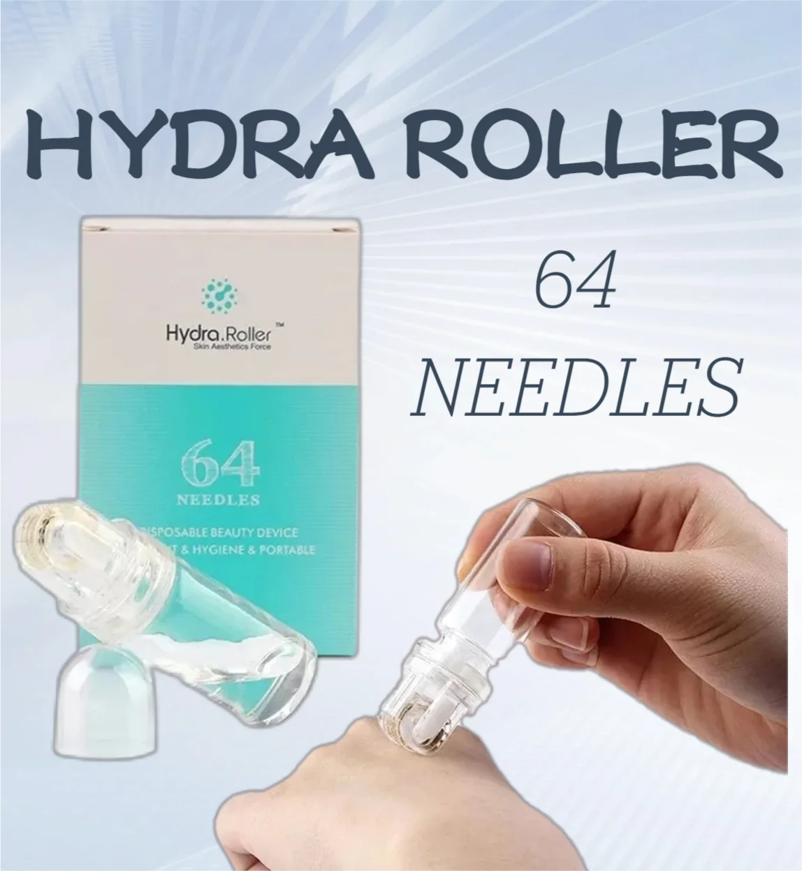 

Hydra Roller 64 Pins Micro titanium needle tips Derma needles skin care Anti aging whitening bottle roller serum reusable