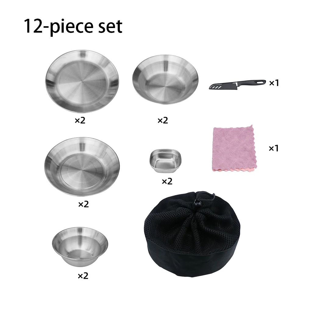 

12Pcs Outdoor Food Bowls Camping Plates Storage Dishes Dinnerware Dinner Tray Tableware Picnic Travel Barbecue