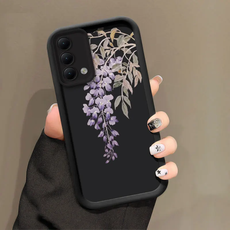 Чехол с фиолетовыми цветами и веткой для Infinix Tecno Spark GO 2024 2025 30C 20C 10 POP8 защита