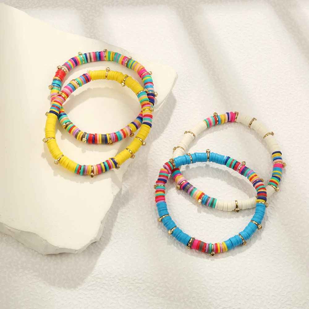 Badu красочные бусины из полимерной глины Heishi браслет для женщин и девочек