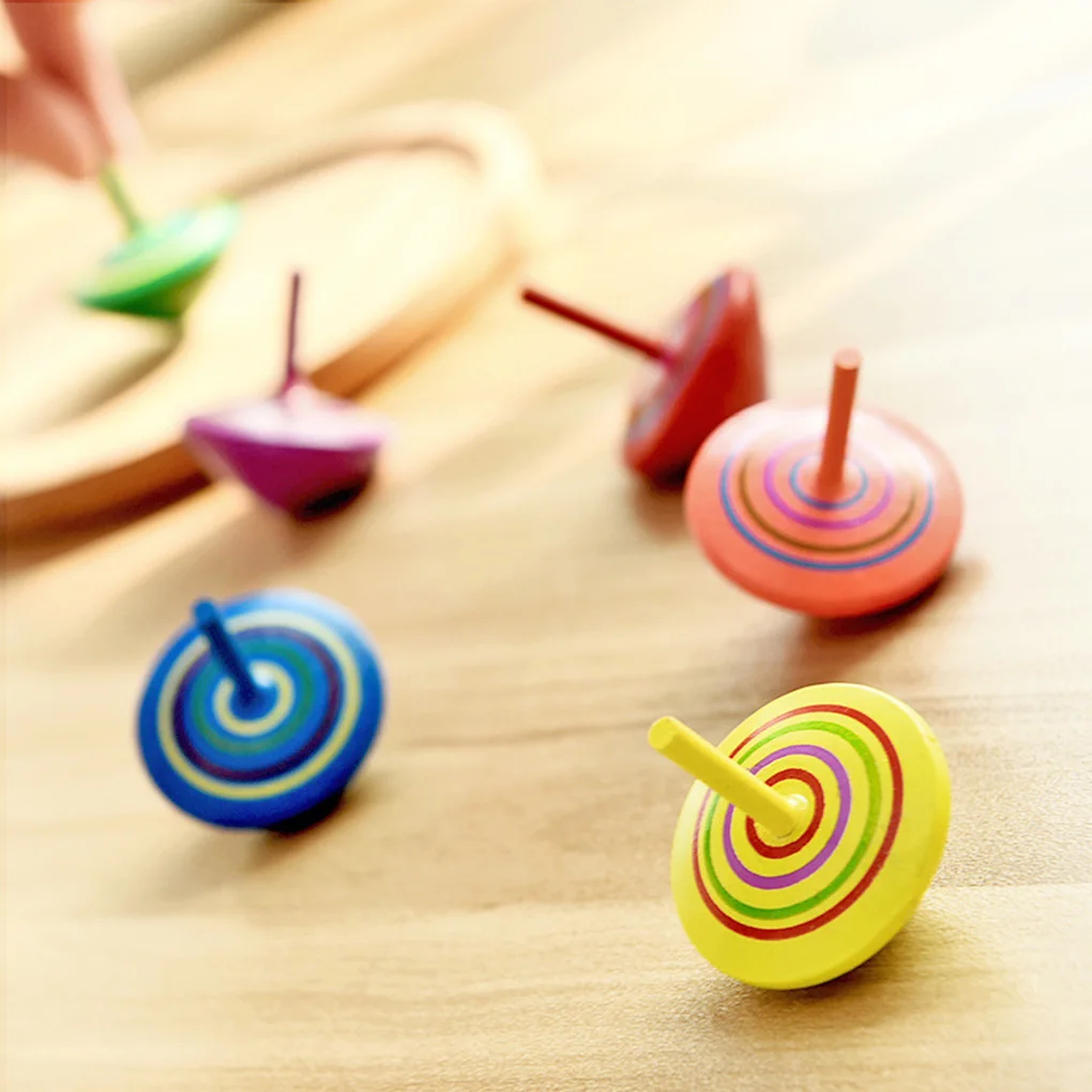 

10pcs Color Random Children Wooden Gyro Desktop Decompression Toys Kindergarten Promotion Gifts
