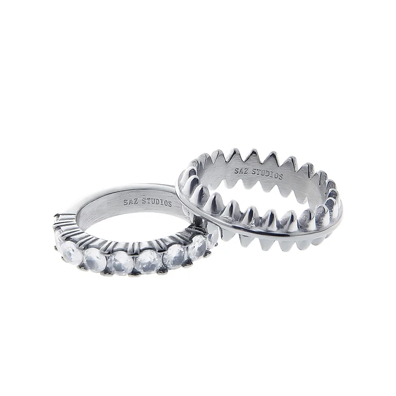 

2023SS Original Design Set Stacked Ring Zircon Rivet Index Finger Hip Hop Street Party Accessories