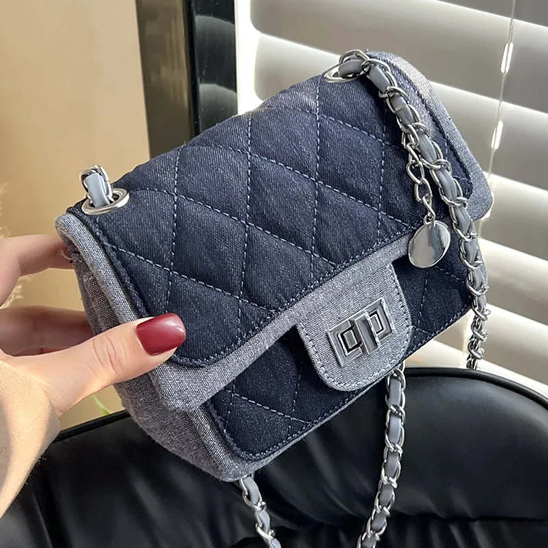 

2022 брендовые роскошные женские сумки с клапаном на цепочке, джинсовые сумки на плечо, дизайнерские женские сумки через плечо, повседневные ...